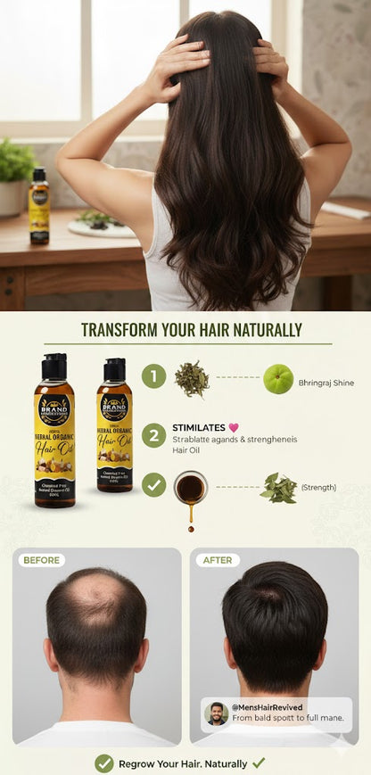🌿 Pure Herbal Hair Oil for Fast Hair Growth & Thickness