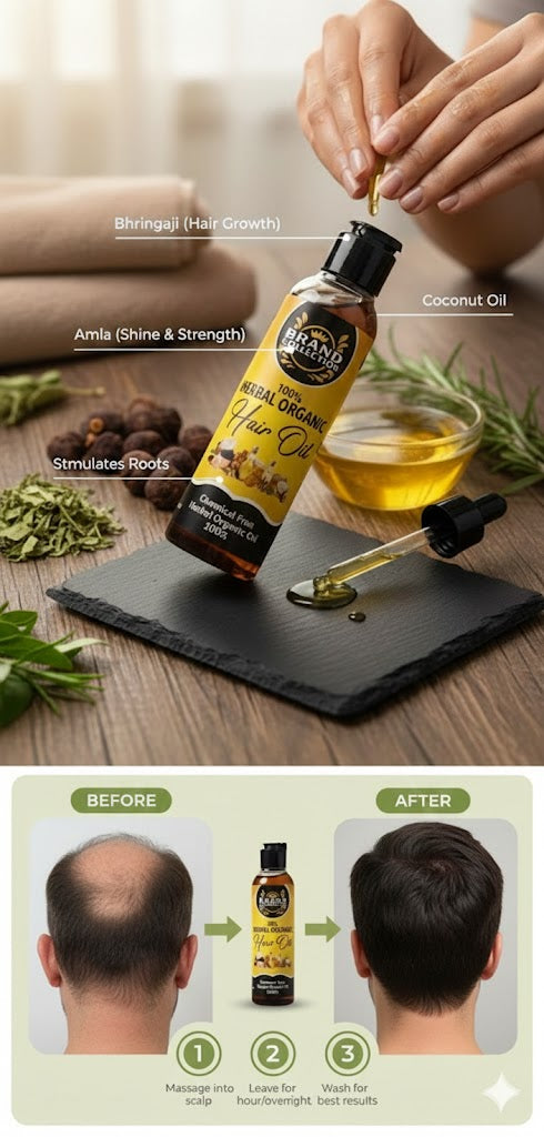 🌿 Pure Herbal Hair Oil for Fast Hair Growth & Thickness
