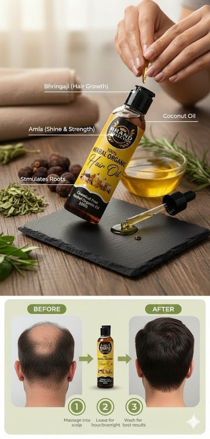🌿 Pure Herbal Hair Oil for Fast Hair Growth & Thickness