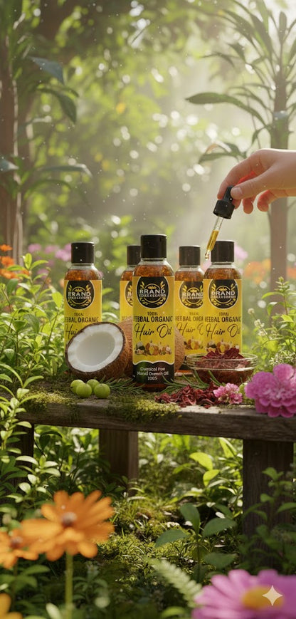 🌿 Pure Herbal Hair Oil for Fast Hair Growth & Thickness