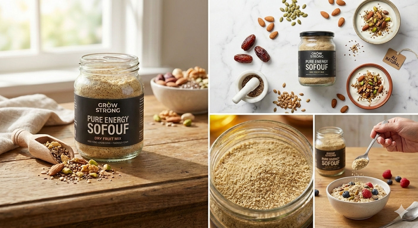 Grow Strong Pure Energy: Premium Natural Dry Fruit Mix – Unsweetened, High-Protein & Fiber-Rich Snack